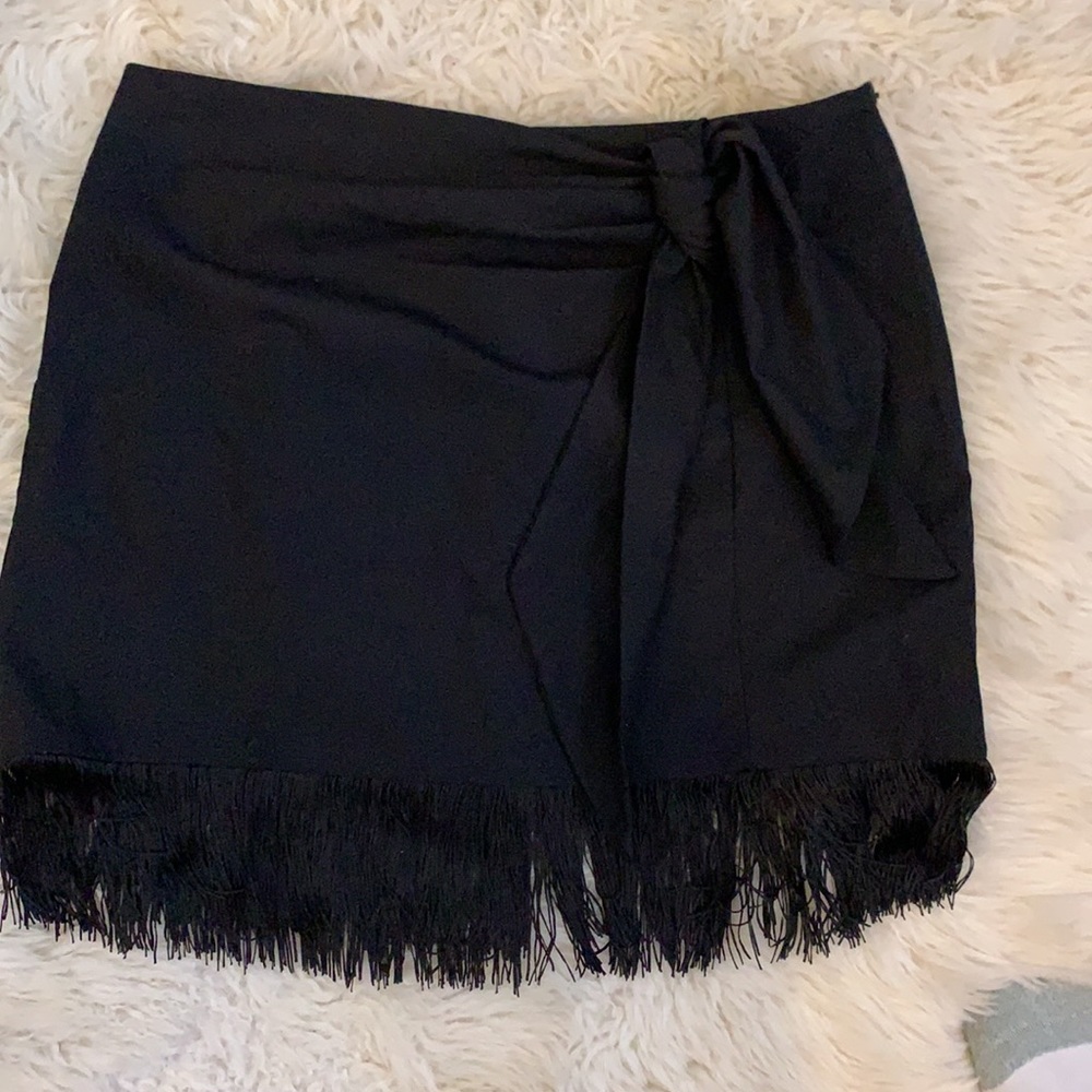 Zara Black Fringe Mini Skirt